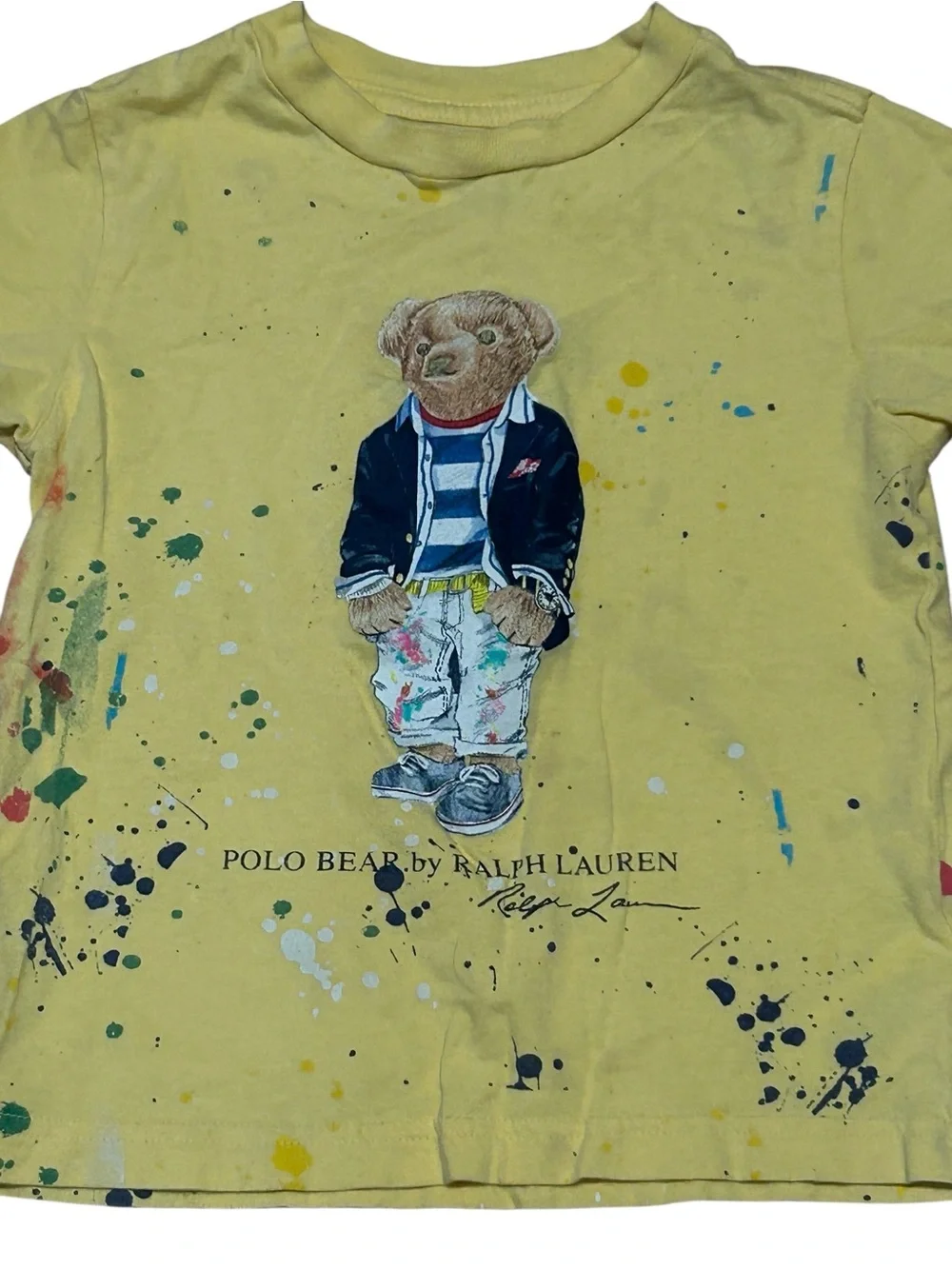 Ralph Lauren Yellow Polo Bear Paint-Splash Tee
